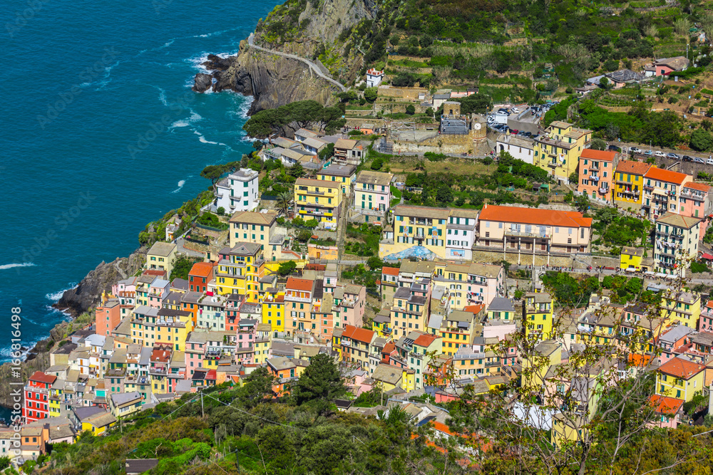  view of Riomaggiore, a small resort town  on the territory of the Cinque Terre National Park