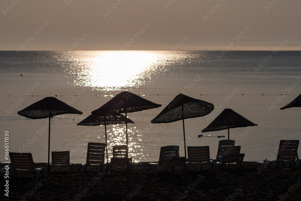 Sunrise silhouette on the beach Turkey Sunrise silhouette on the beach Turkey