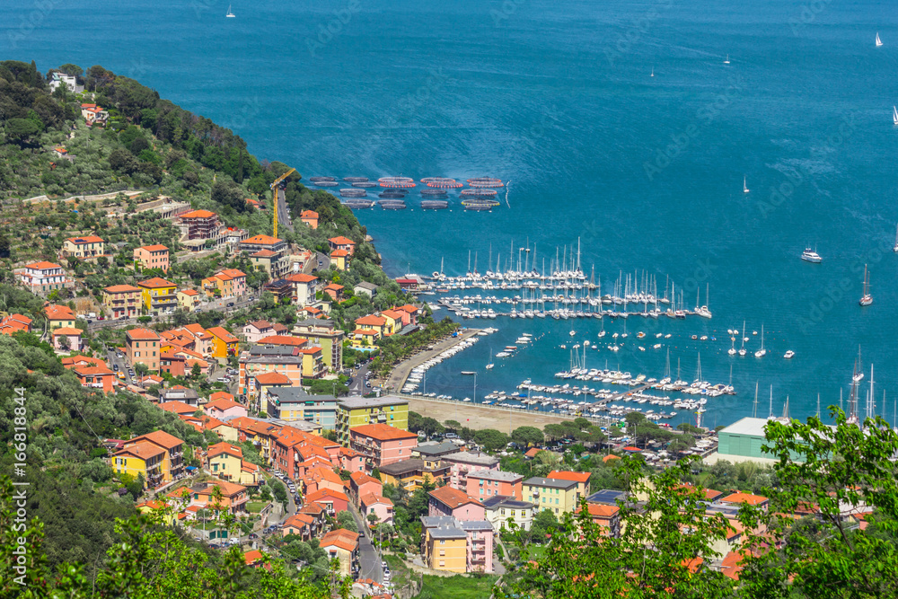 View of the island of Palmaria and the Ligurian coast  on the territory of the Cinque Terre National Park
