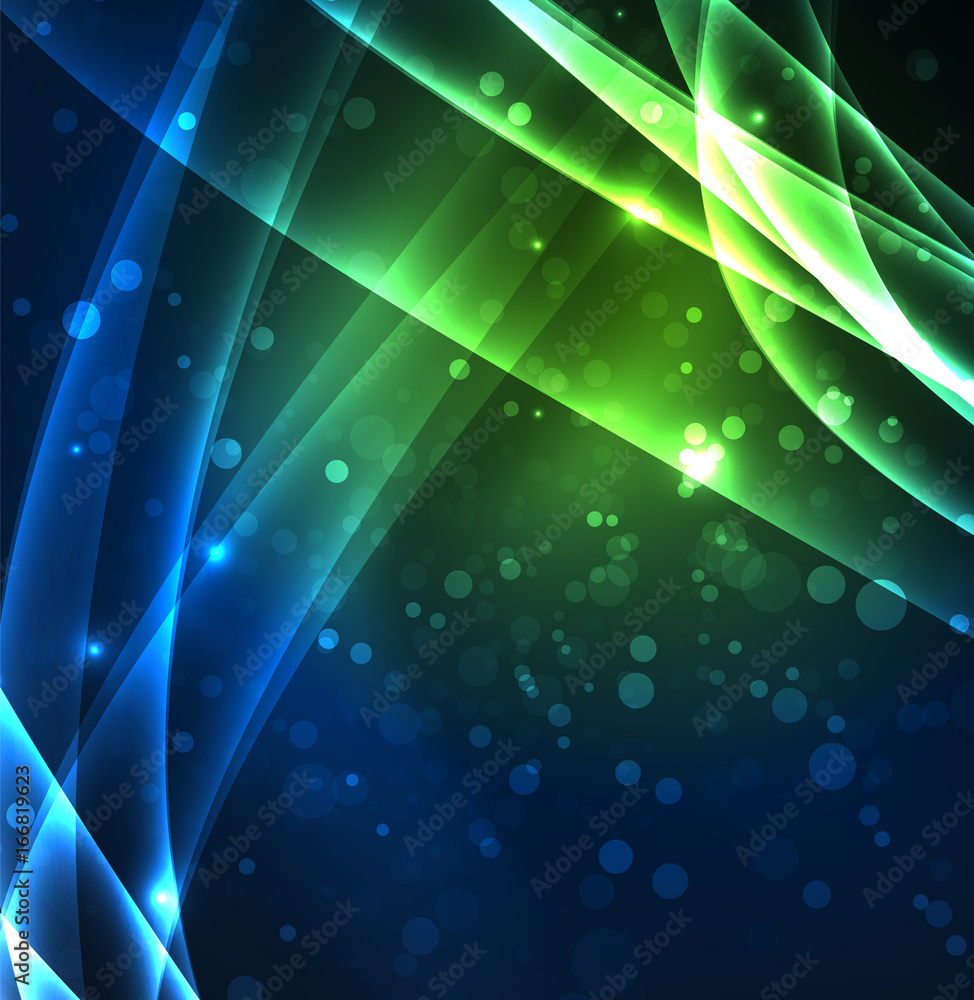 Energy lines, glowing waves in the dark, vector abstract background Energy lines, glowing waves in the dark, vector abstract background