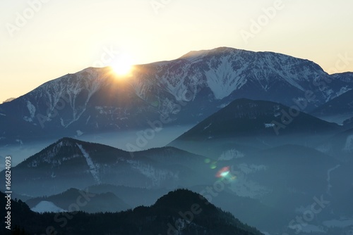 Sonnenuntergang bei Schneeberg / Niederösterreich photo