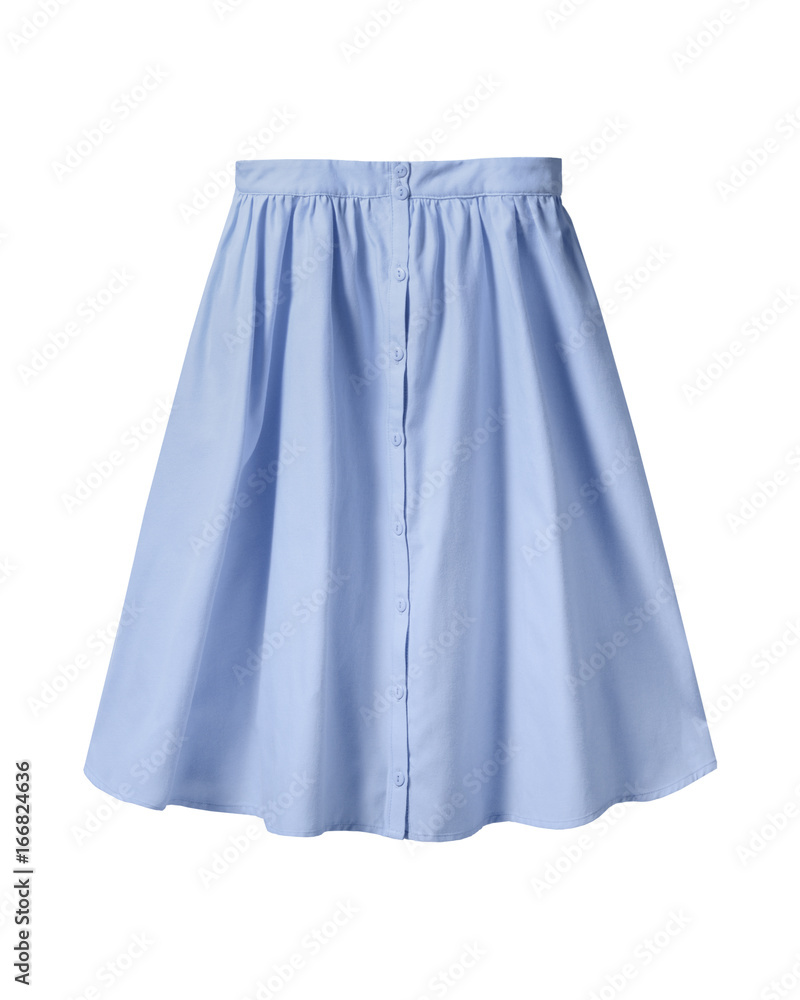 Azure blue summer skirt with buttons isolated on white Azure blue summer skirt with buttons isolated on white