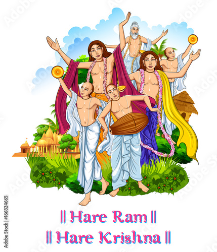 Chaitanya Mahaprabhu in devotion of Lord Krishna for Happy Janmashtami festival of India