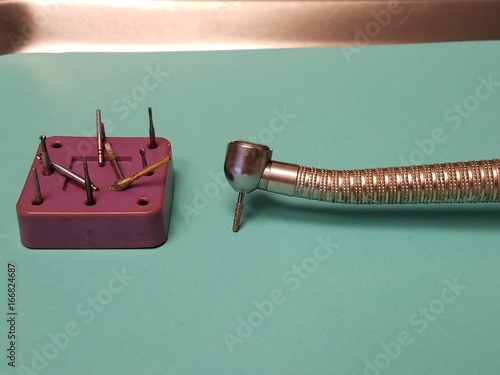 Dentist handpiece drill and burs photo