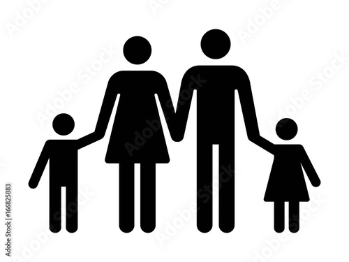 Traditional nuclear family with father, mother inside and two children flat vector icon for apps and websites