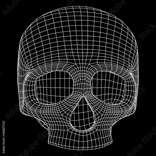 Skull Wireframe Low Poly Mesh. Vector illustration technology live and death concept