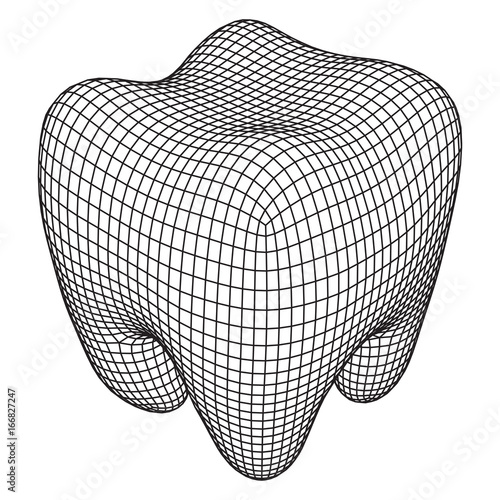 Tooth Wireframe Mesh. Connection Structure Vector Illustration. Dental medicine, health concept.