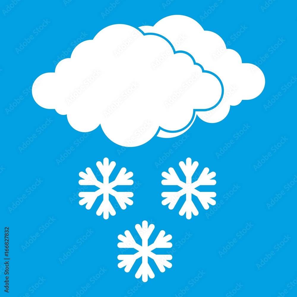 Cloud and snowflakes icon white Cloud and snowflakes icon white
