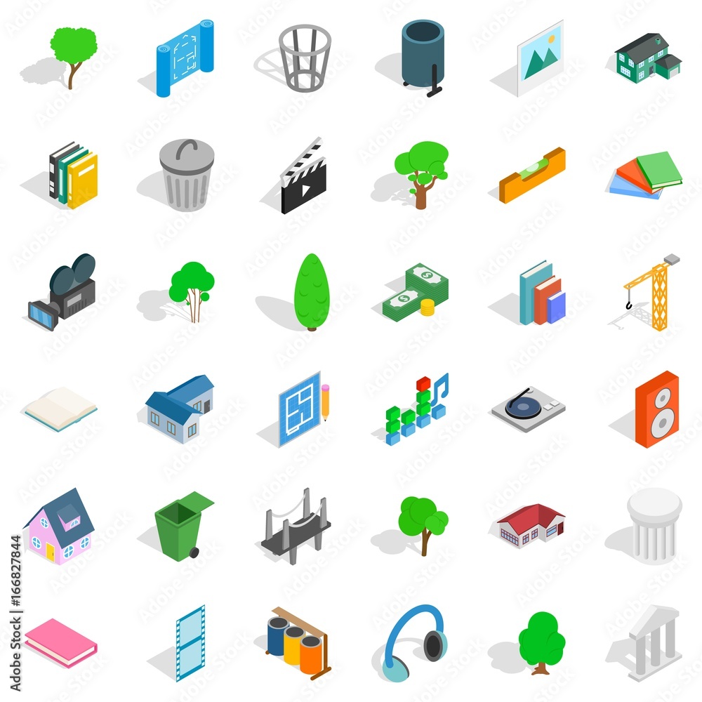 House thing icons set, isometric style House thing icons set, isometric style
