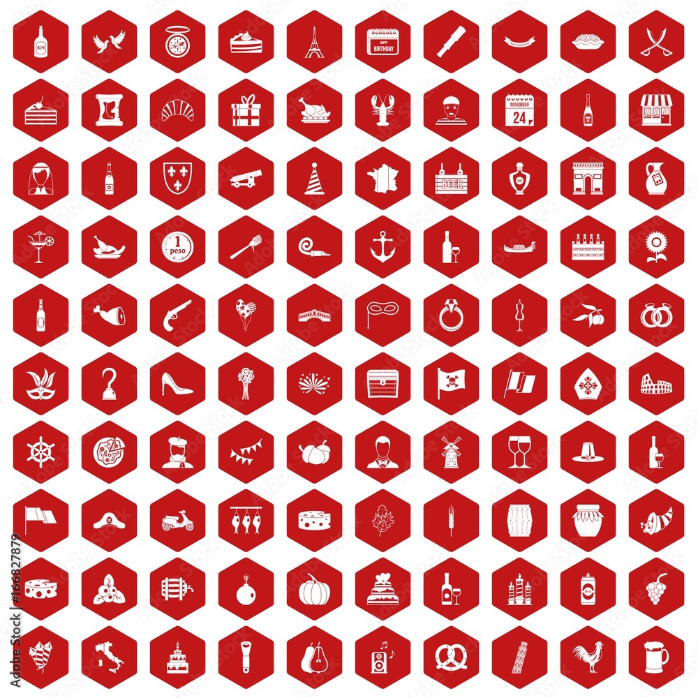 100 alcohol icons hexagon red 100 alcohol icons hexagon red