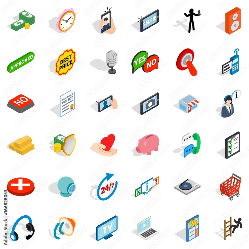 Information icons set, isometric style Information icons set, isometric style