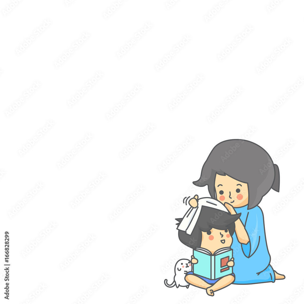 Mother Take Care Son Character Vector Illustration