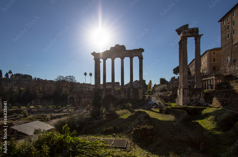 Fototapeta premium Temple of Saturn, Roman Forum in Rome, Italy