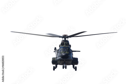 Military helicopter ready to take off