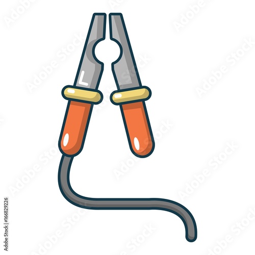 Car battery jumper cable icon, cartoon style