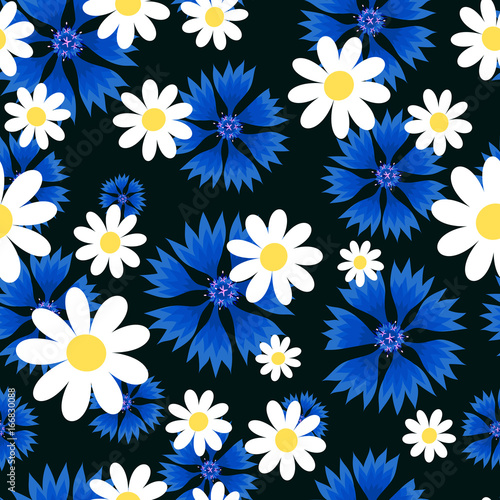 white daisies and blue cornflowers