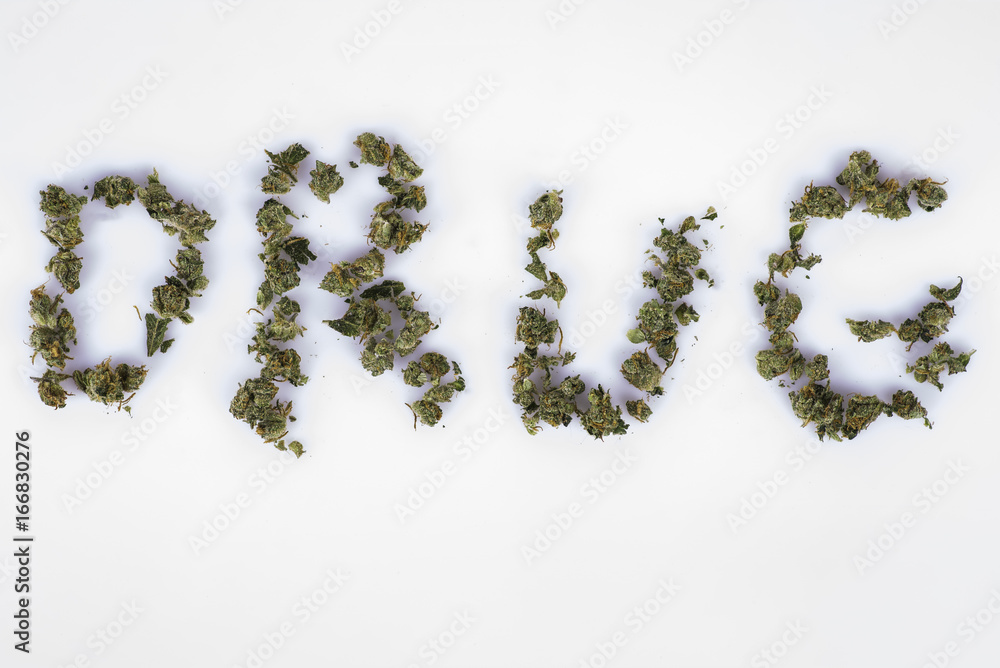 Drug spelled with marijuana buds Drug spelled with marijuana buds