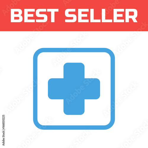 Cross medicine icon. Single high quality outline symbol for web design or mobile app. Thin line sign for design logo. Blue pictogram on white background. Vector illustration
