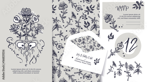 Wedding stationary set. Tree of life