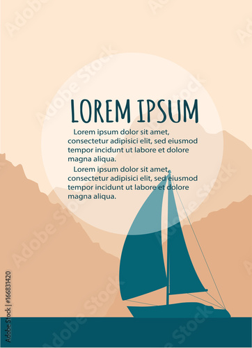 Yacht club flyer design with sail boat