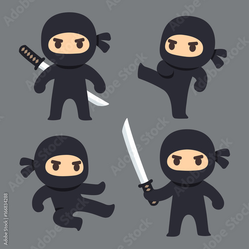 Cute cartoon ninja set