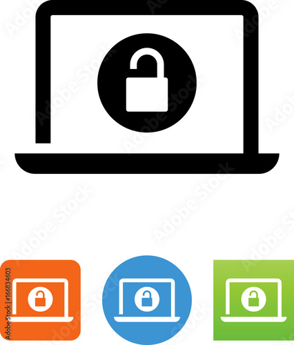 Laptop Computer Without Security Icon - Illustration
