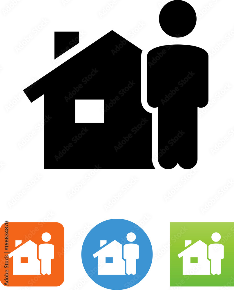 Man Standing In Front Of A Home Icon - Illustration Man Standing In Front Of A Home Icon - Illustration