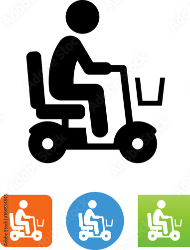 Male Senior Citizen Riding Mobility Scooter Icon - Illustration