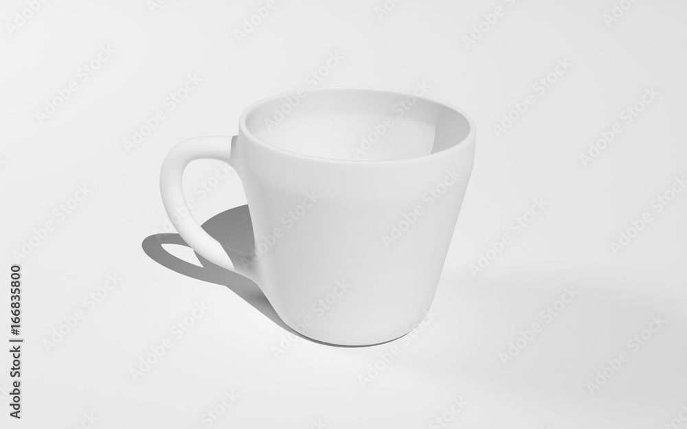 Empty porcelain cup 3D illustration Empty porcelain cup 3D illustration