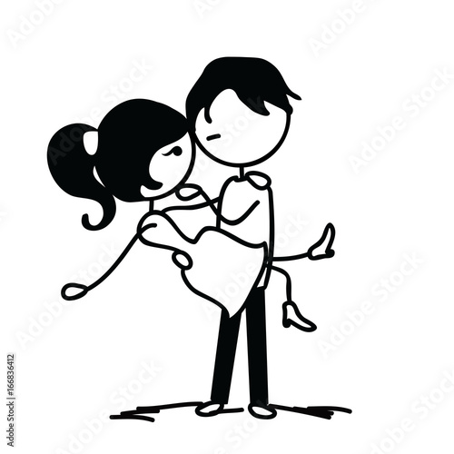set of doodle couple. vector illustration