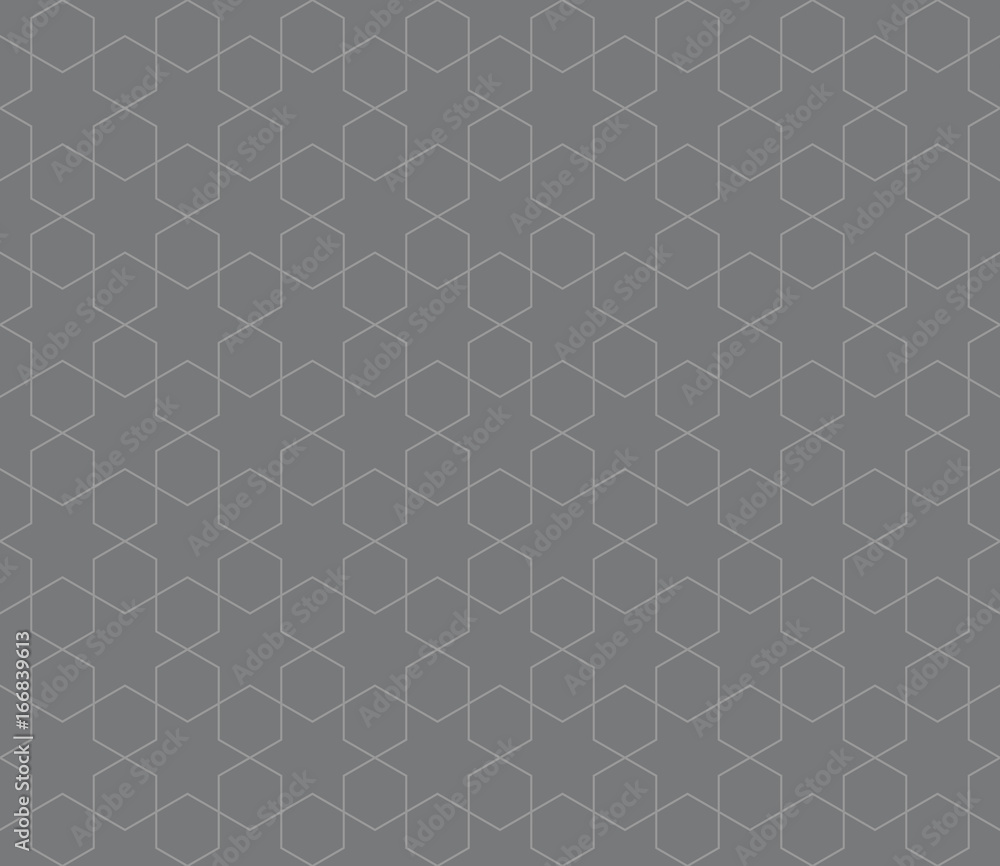 Seamless gray islamic hexagons and stars vintage pattern vector