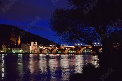 Heidelberger Alte Brücke bei Dämmerung - Old Bridge Heidelberg at night