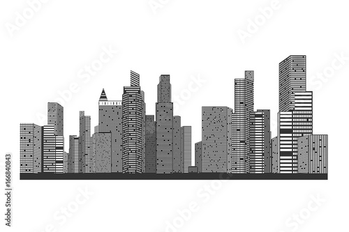 Building and City Illustration  City scene on white background