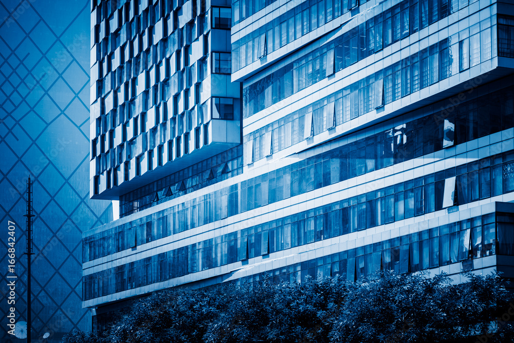 Obraz premium detail shot of modern architecture facade,business concepts,in city of China.