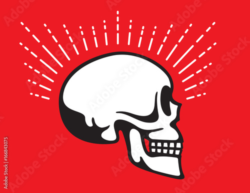 Skull Side View with Glow Line graphic effect
Vintage style vector illustration of skull in profile view.