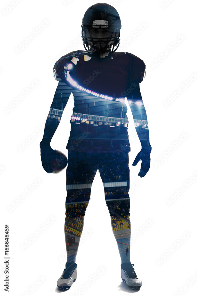 American football player on white background. American football player on white background.