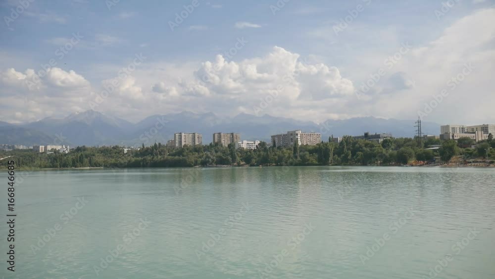 City Lake at the foot of the mountains. Trans-Ili Alatau. City Lake at the foot of the mountains. Trans-Ili Alatau.