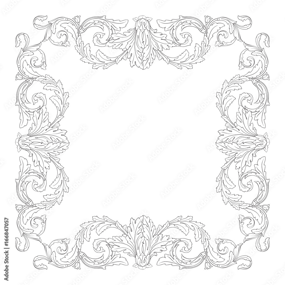 Vintage baroque frame scroll ornament 