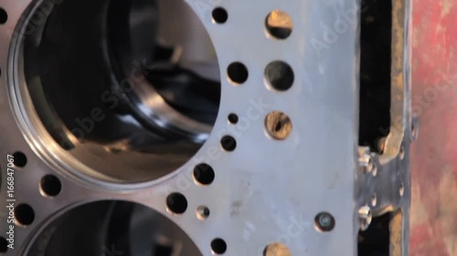 Engine assembly. Diesel engine block. block of cylinders close up