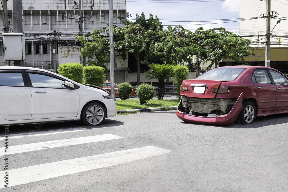 Car accident on street.