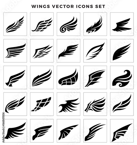 Wings logo elements, Wing icon design collection, vector illustrations.