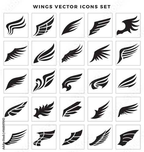 Wings logo elements, Wing icon design collection, vector illustrations.