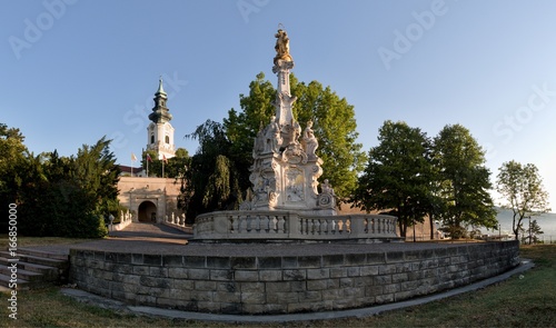 Plague pillar outside Nitransky hrad castle in western Slovakia