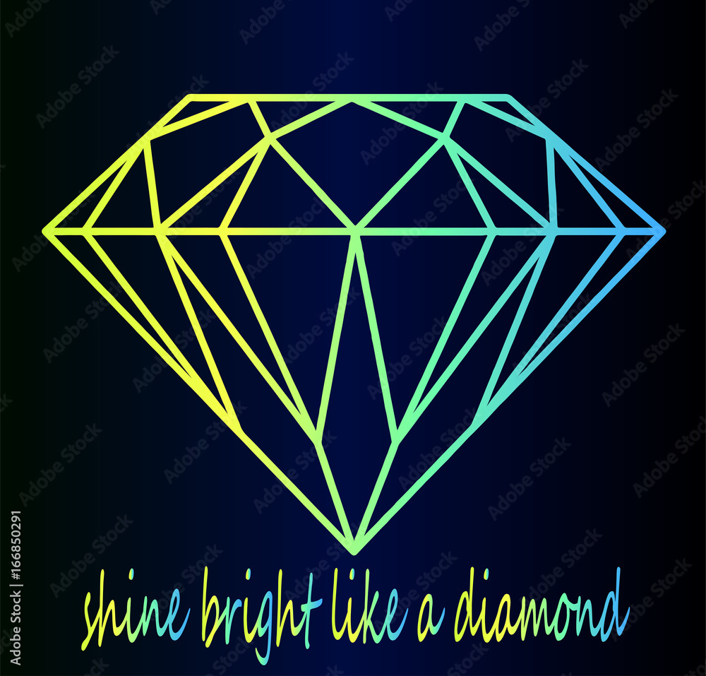 Geometry style, luxurious diamond. Bright, stylish neon sketch on a blue  gradient background. Shine like a diamond Stock Vector | Adobe Stock
