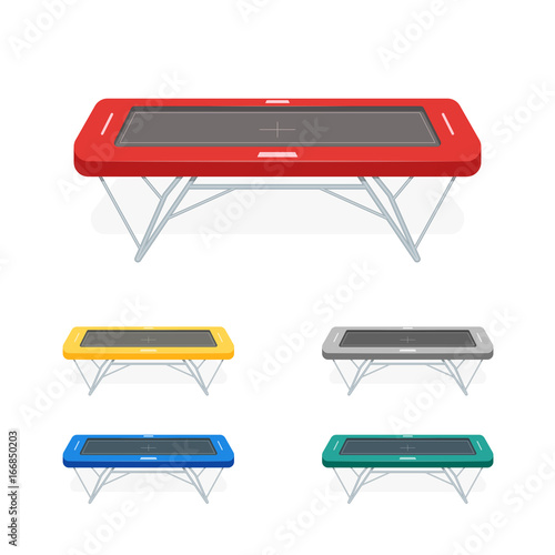 Jumping trampoline flat realistic icon