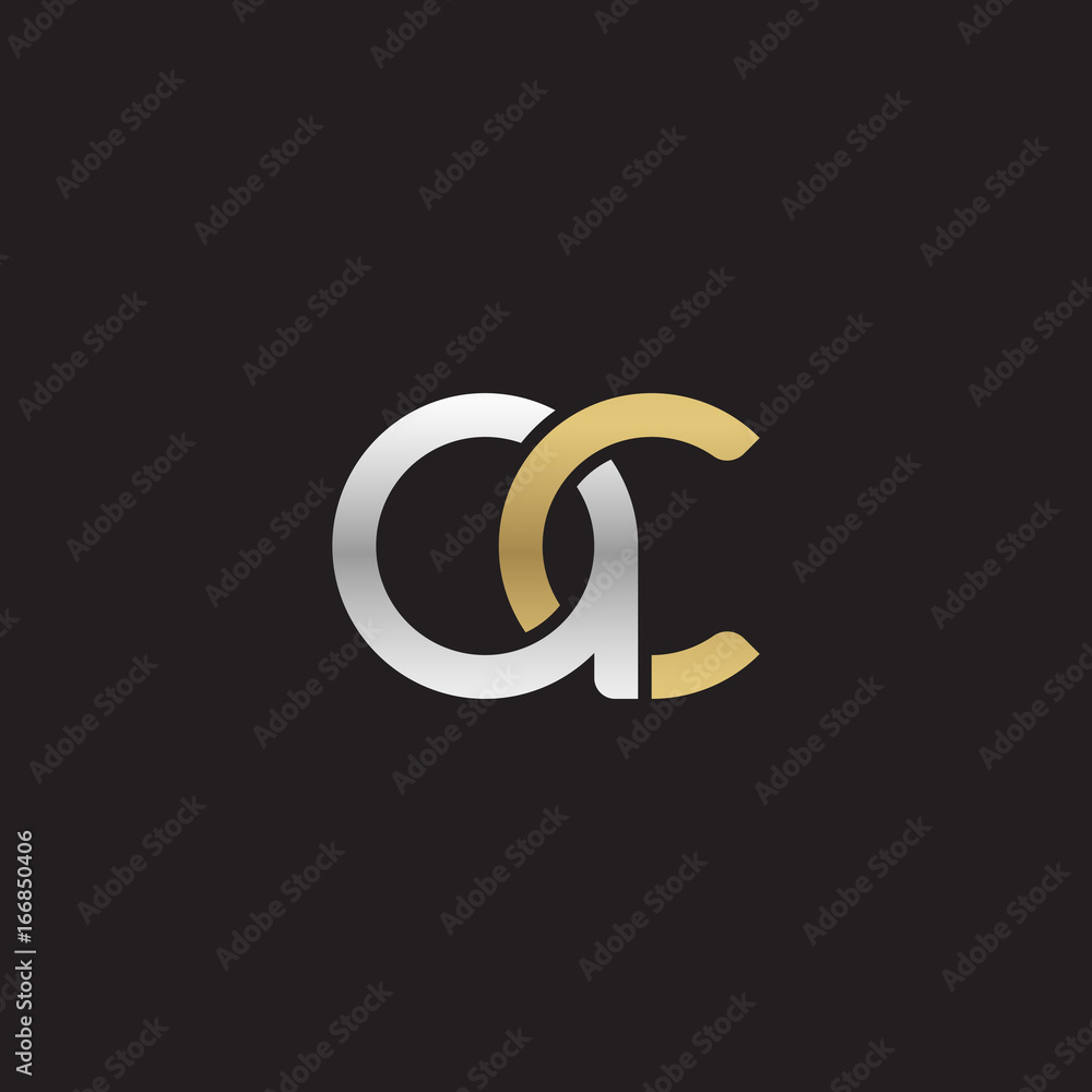 Initial lowercase letter ac, linked overlapping circle chain shape logo, silver gold colors on black background
Initial lowercase letter ac, linked overlapping circle chain shape logo, silver gold colors on black background