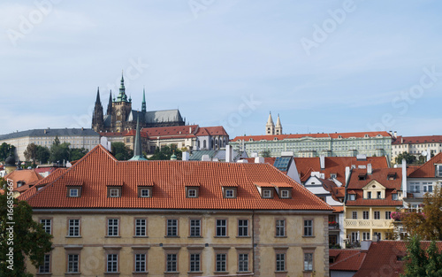 View of buildings and the castle of Prague, Czech Republic