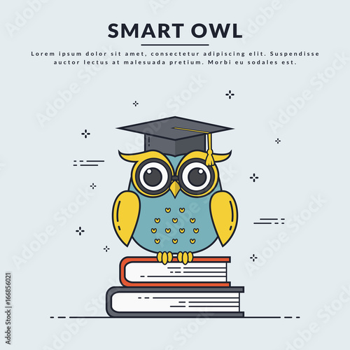 Vector banner with smart owl.