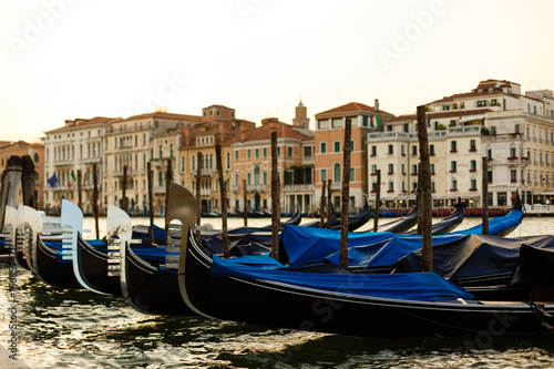 View on classical picture of the Venetian canal with gondolas,Venice,Italy