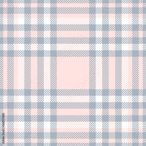 Wallpaper Mural Seamless tartan plaid pattern. Traditional checker texture in bluish gray, white and pale reddish pink.  Torontodigital.ca